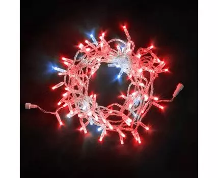 Гирлянда LTC Нить с Колпачком 10м Красная с Мерцанием Белого Диода 24В, 100 LED