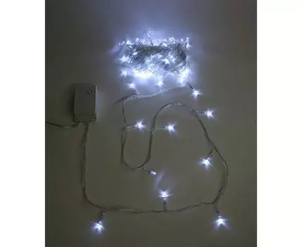 Гирлянда Нить 10м Белая 24В, 100 LED, Провод Прозрачный ПВХ, IP54