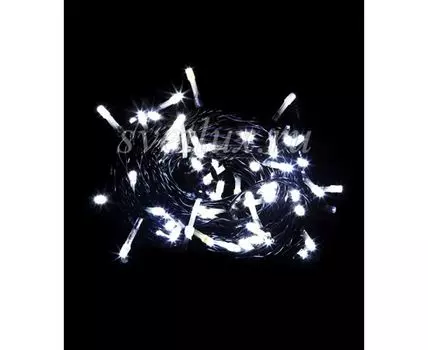 Гирлянда Нить 10м Белая 24В, 100 LED, Провод Черный ПВХ, IP54