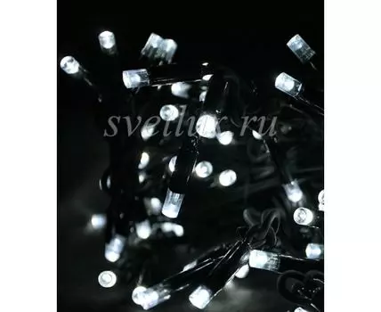 Гирлянда Нить 10м Белая 24В, 75 LED, Провод Черный Каучук, IP65