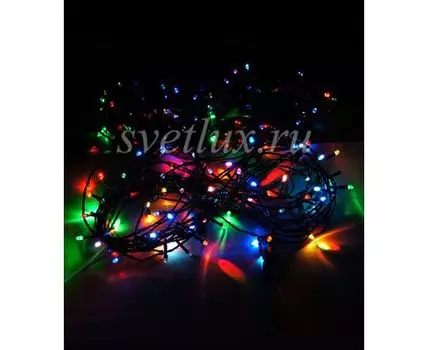 Гирлянда Нить 10м Разноцветная 24В, 100 LED, Провод Черный Силикон, IP54