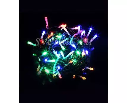 Гирлянда Нить 10м Разноцветная 24В, 100 LED, Провод Черный ПВХ, IP54