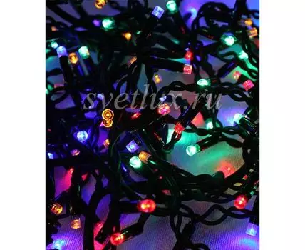Гирлянда Нить 10м Разноцветная 24В, 75 LED, Провод Черный Каучук, IP65