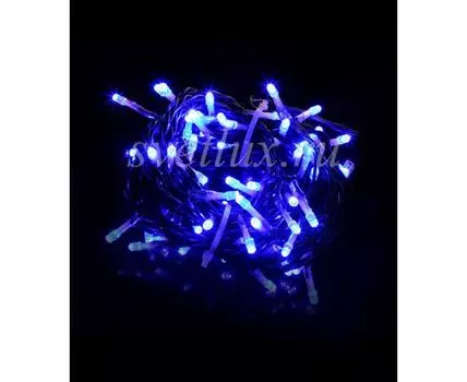 Гирлянда Нить 10м Синяя 24В, 100 LED, Провод Черный ПВХ, IP54