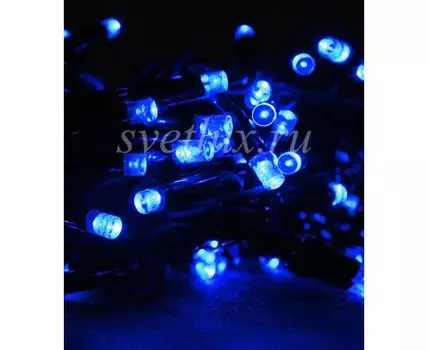 Гирлянда Нить 10м Синяя 24В, 75 LED, Провод Черный Каучук, IP65