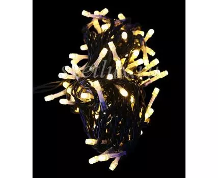 Гирлянда Нить 10м Тепло-Белая 24В, 100 LED, Провод Черный ПВХ, IP54