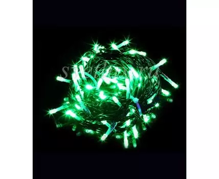 Гирлянда Нить 10м Зеленая 24В, 100 LED, Провод Черный ПВХ, IP54