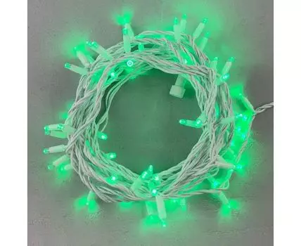 Гирлянда Нить 10м Зеленая 24В, 75 LED, Провод Белый Каучук, IP65 LTC LL75-8-1G