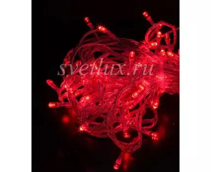 Гирлянда Нить 20м Красная с Возможностью Управления 24В, 200 LED, Провод Прозрачный Силикон, IP65