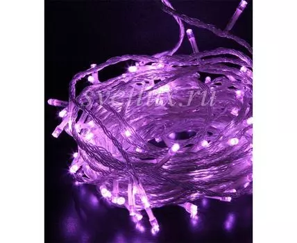 Гирлянда Нить 20м Лиловая с Возможностью Управления 24В, 200 LED, Провод Прозрачный Силикон, IP65