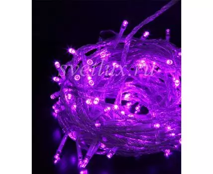 Гирлянда Нить 20м Пурпурная с Возможностью Управления 24В, 200 LED, Провод Прозрачный Силикон, IP65