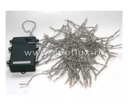 Гирлянда Нить на Батарейках 10м Разноцветная, 100 LED, Провод Прозрачный Силикон, IP65