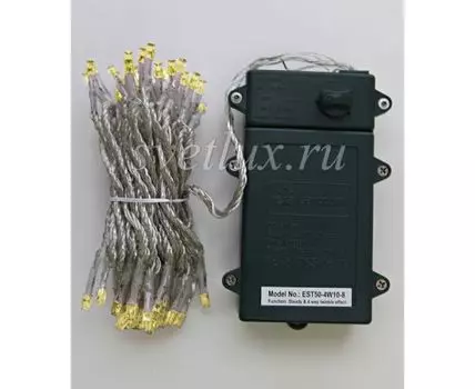 Гирлянда Нить на Батарейках 10м Шампань, 100 LED, Провод Прозрачный Силикон, IP65