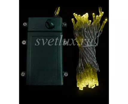 Гирлянда Нить на Батарейках 5м Шампань, 50 LED, Провод Прозрачный Силикон, IP65