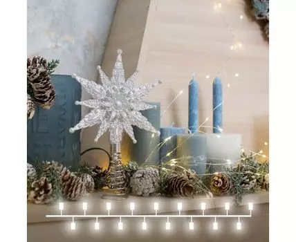 Гирлянда нить "Роса" теплый белый на батарейках 3 м IP20 400-006 теплый белый