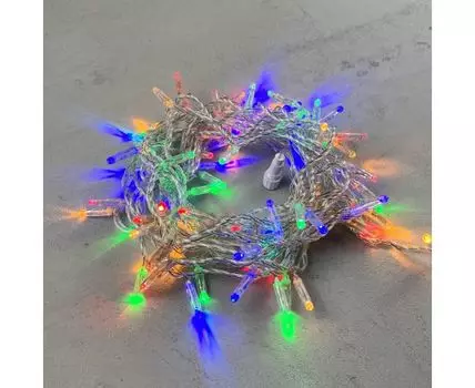 Гирлянда Нить с Колпачком 10м Разноцветная 220В, 100 LED, Провод Прозрачный ПВХ, IP65 LTC PST100CAP-10-2M