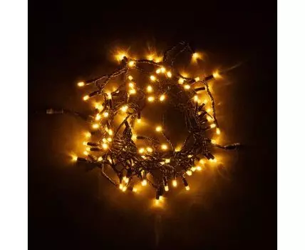 Гирлянда Нить с Колпачком 10м Желтая 24В, 100 LED, Провод Черный ПВХ, IP65