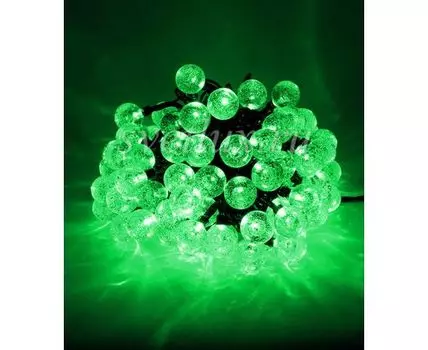 Гирлянда Шарики 10м Зеленая 9В, Диаметр Шарика 23мм, 100 LED, Провод Черный ПВХ, IP54