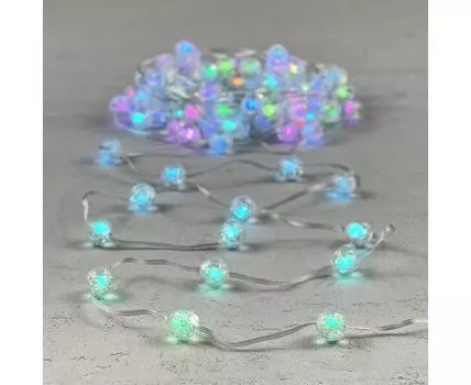 Гирлянда Шарики Смарт 10м Разноцветная с Управлением 5В, Диаметр Шарика 20мм, 100 LED, Провод Прозрачный ПВХ, IP44 LTC MBSmart100-10-5RGB