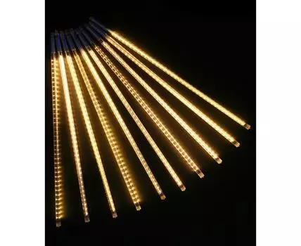 Гирлянда Тающие Сосульки 10шт по 50см, 24В, 720 Тепло-Белых Светодиодов, Провод Черный ПВХ, IP55