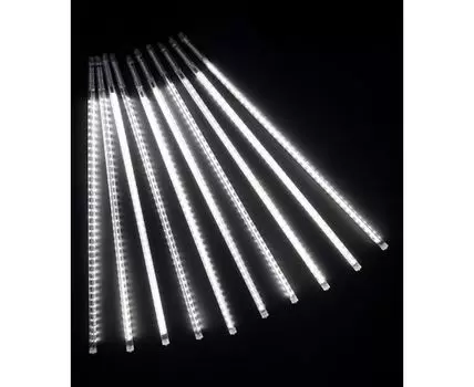 Гирлянда Тающие Сосульки 10шт по 50см, 24В, 720 Белых Светодиодов, Провод Черный ПВХ, IP55