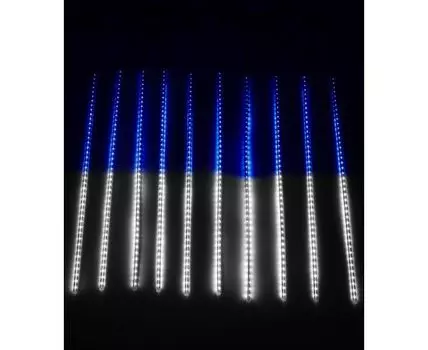 Гирлянда Тающие Сосульки 10шт по 80см, 24В, 840 Бело-Синих Светодиодов, Провод Черный ПВХ, IP55