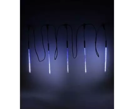 Гирлянда Тающие Сосульки 5шт по 30см, 24В, 160 Бело-Синих Светодиодов, Провод Черный ПВХ, IP55