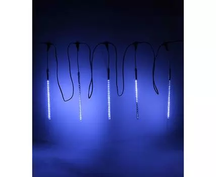 Гирлянда Тающие Сосульки 5шт по 30см, 24В, 160 Синих Светодиодов, Провод Черный ПВХ, IP55