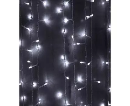 Гирлянда Занавес 1 x 9 м Белый с Мерцанием 220В, 900 LED, Провод Прозрачный ПВХ, IP54