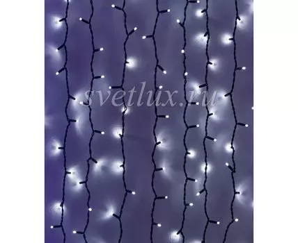 Гирлянда Занавес 1 x 9 м Белый 220В, 900 LED, Провод Черный Каучук, IP65