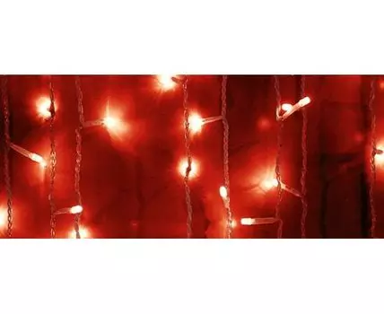 Гирлянда Занавес 2 x 2 м Красный с Мерцанием 220В, 400 LED, Провод Прозрачный ПВХ, IP54