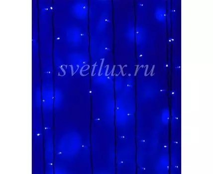 Гирлянда Занавес 2 x 2 м Синий 220В, 400 LED, Провод Черный ПВХ, IP54