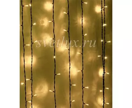 Гирлянда Занавес 2 x 3 м Тепло-Белый 220В, 600 LED, Провод Черный ПВХ, IP54