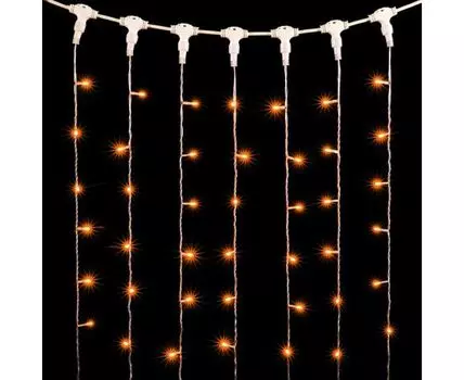 Гирлянда Занавес 2 x 3 м Желтый 220В, 600 LED, Провод Прозрачный ПВХ, IP54