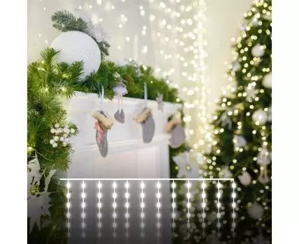 Гирлянда занавес роса теплый белый 2x2,6М IP20 Eurosvet 200-006