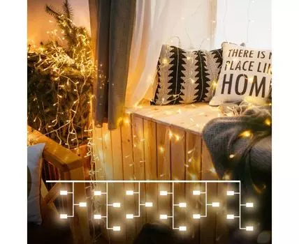 Гирлянда "Занавес" теплый белый 1,5*1м IP20 200-001 теплый белый