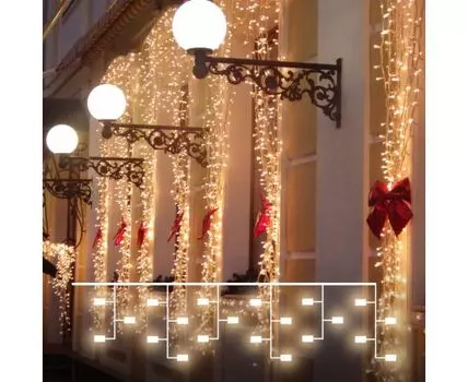 Гирлянда занавес теплый белый с эффектом мерцания 2*3м IP65 200-101 теплый белый с эффектом мерцания