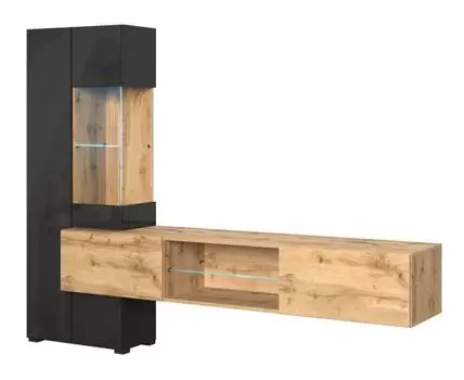 Гостиная Поинт (160, 40, Без подсветки, Горки, Черный, 2 метра)