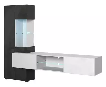 Гостиная Поинт (160, 40, С подсветкой, Горки, Черно-белый, 2 метра)