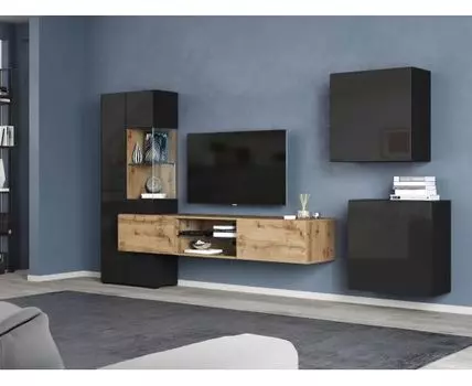 Гостиная Поинт (Без подсветки, Горки, Черный)