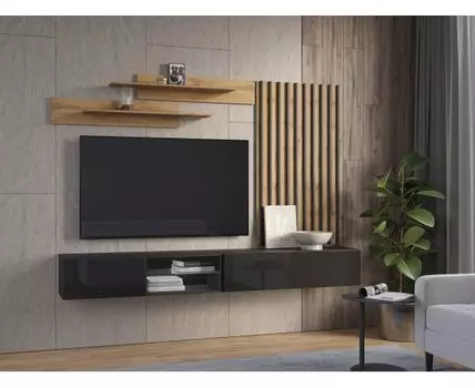 Гостиная Поинт (Без подсветки, Прямые, Черный)