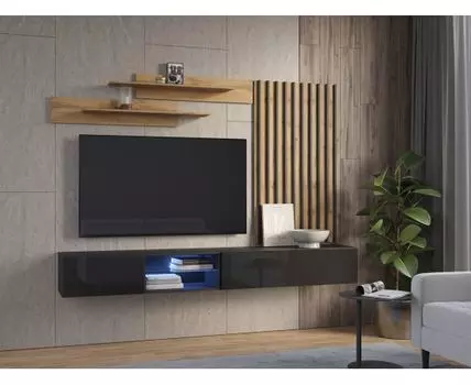 Гостиная Поинт (С подсветкой, Прямые, Черный)