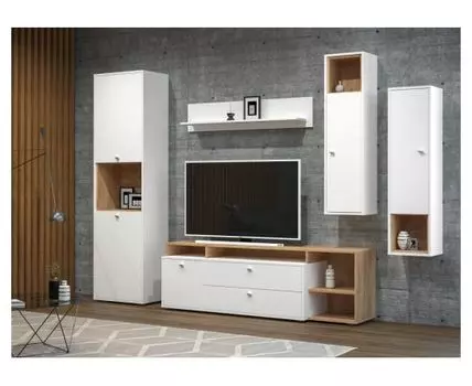 Готовые гостиные Бэль белый премиум / дуб золотой craft комплектация 1