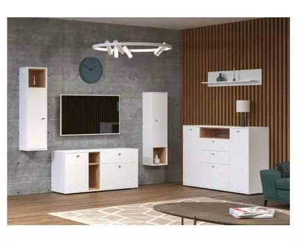 Готовые гостиные Бэль белый премиум / дуб золотой craft комплектация 2