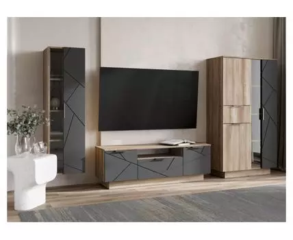 Готовые гостиные Диамо 3 софт графит / дуб каньон