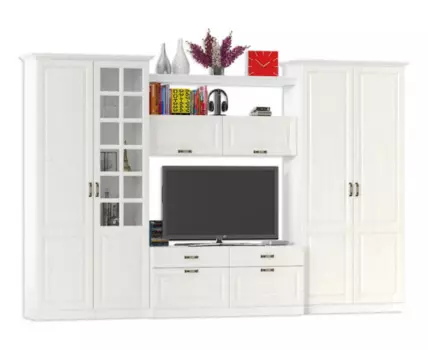 Готовые гостиные Ливерпуль белый / ясень ваниль НМ-1012-100 комплектация 4