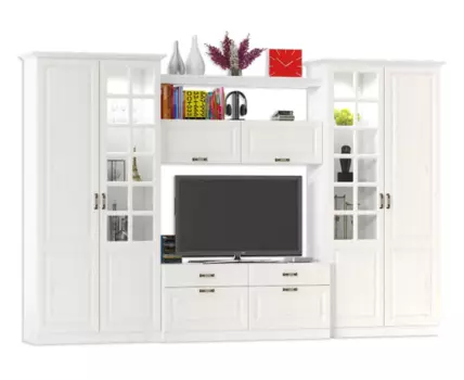 Готовые гостиные Ливерпуль белый / ясень ваниль НМ-1012-100 комплектация 3