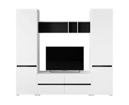 Готовые гостиные Сейдиль белый премиум / черный / белый глянец комплектация 2