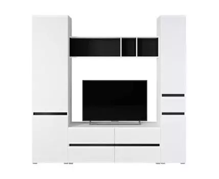 Готовые гостиные Сейдиль белый премиум / черный / белый глянец комплектация 4