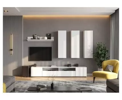 Готовые гостиные Валенсия комплектация 1 белый текстурный